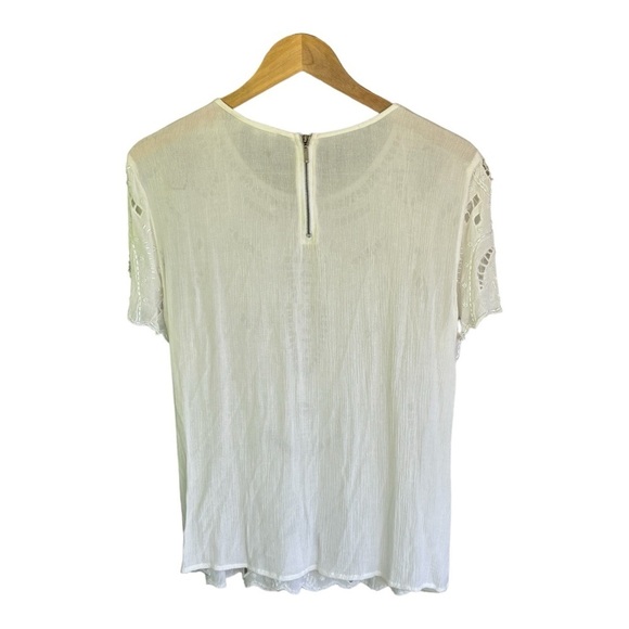 NEW Willow & Clay White Short Sleeve Embroidered Top Size Large - Picture 2 of 9